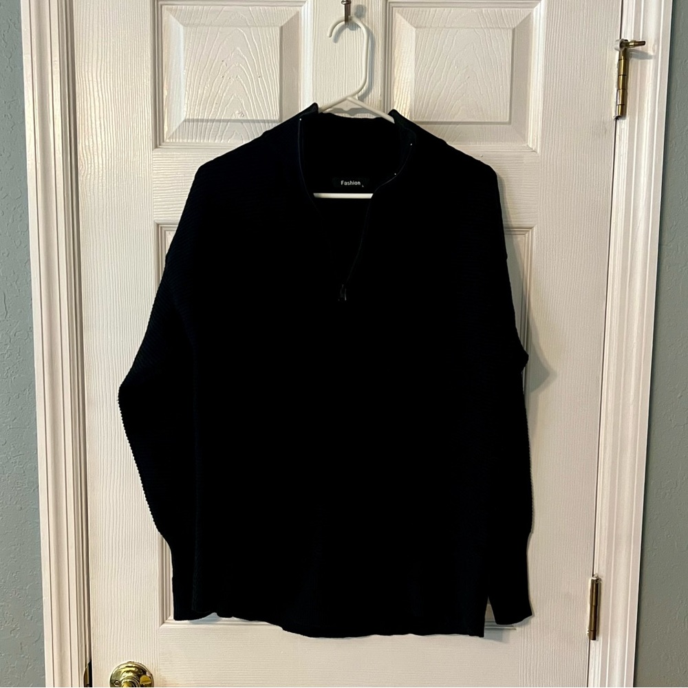 Women’s Half-Zip Black Sweater Size Large